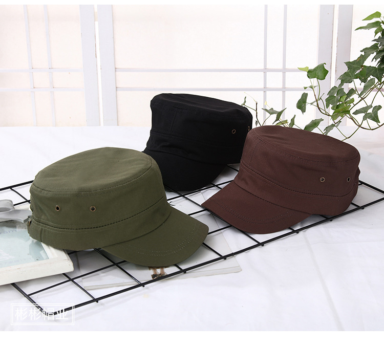 Unisex Cotton Army Cap Cadet Hat Military Flat Top Adjustable Baseball Cap