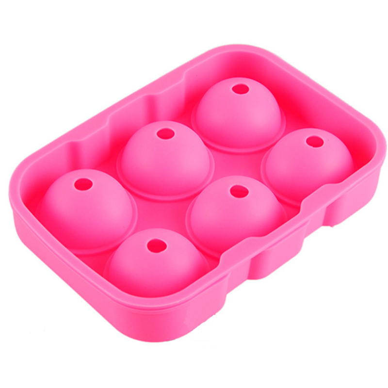 China Supplier 6 Cavity Sphere Silicone Ice Maker Mold, Ball Shape Silicone Ice Cube Tray