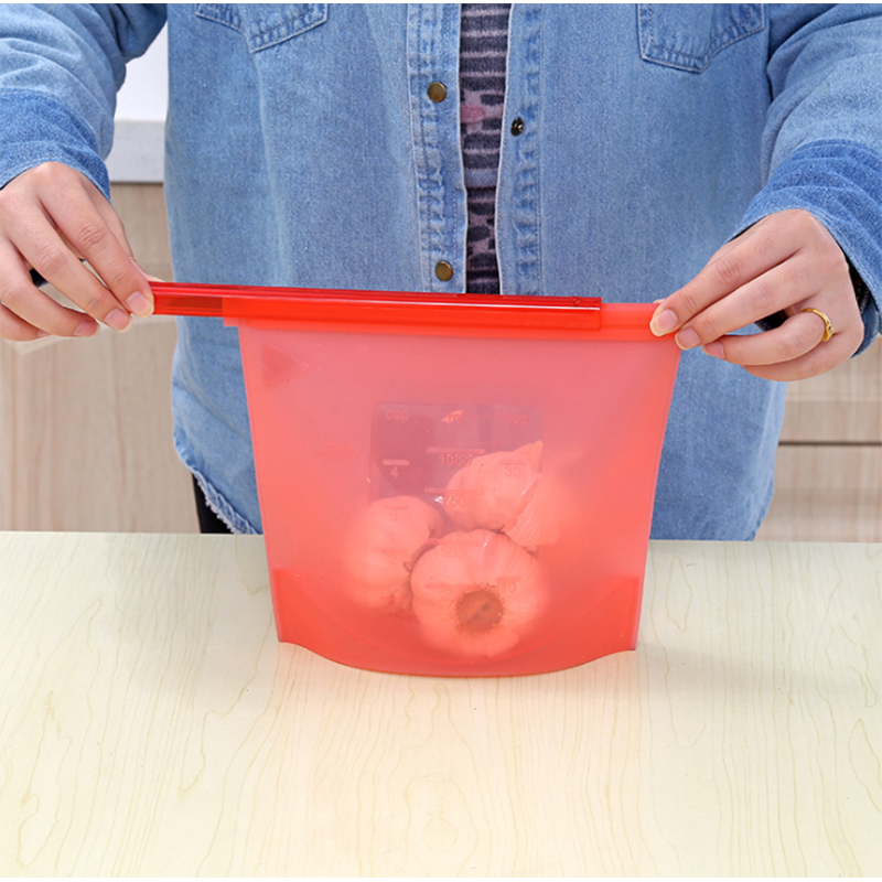 Eco Friendly Ziplock Leakproof Snack Reusable Silicone Food Storage Bag Fruits Vegetable Meats Prervation Container