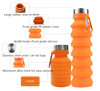 Silicone Folding Sports Collapsible Bottle Patent Biodegradable Collapsible Water Bottle with Custom Logo